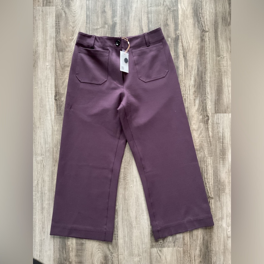 Quince Ultra-Stretch Ponte Cropped Wide Leg Pants size 12 NWT - Picture 3 of 6